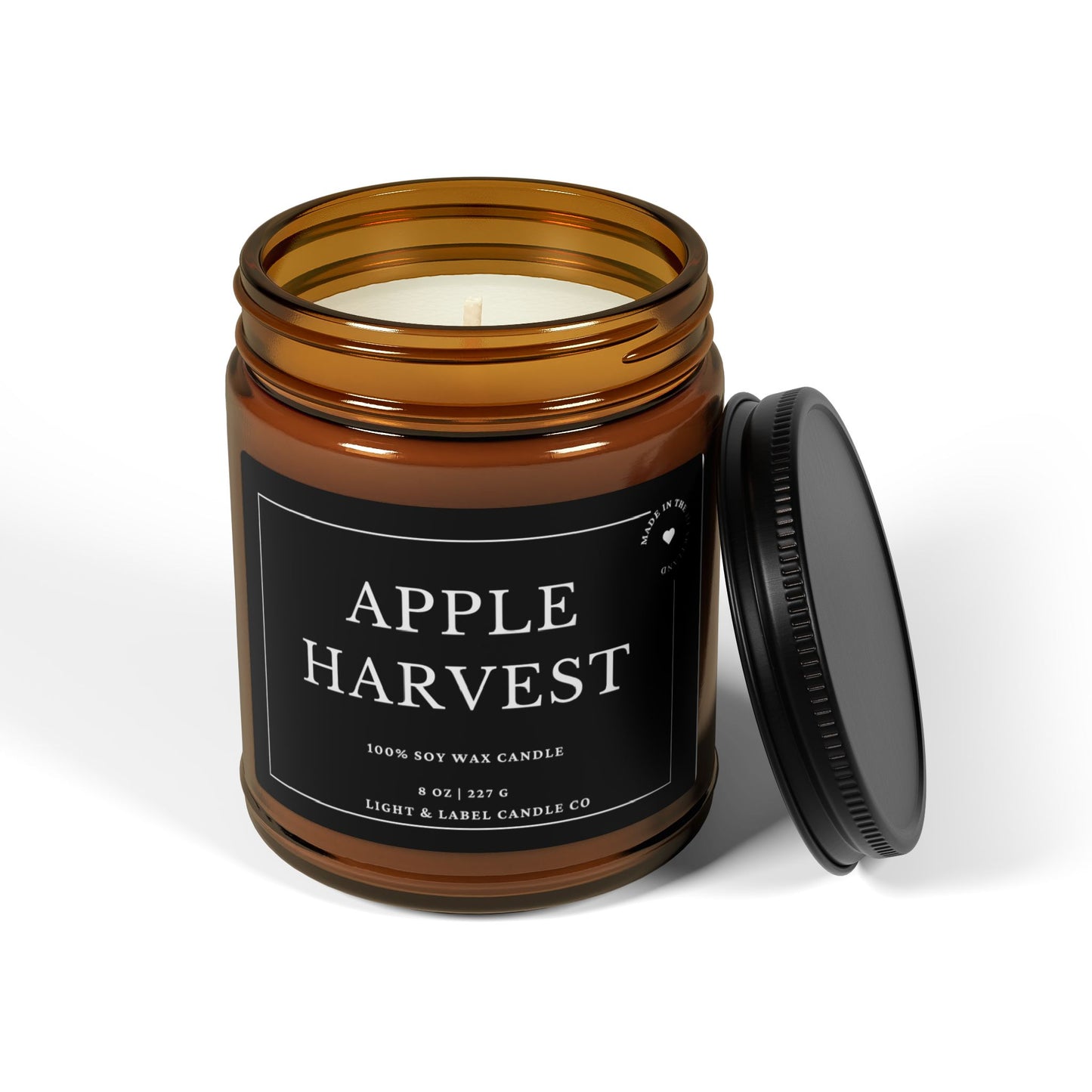 Apple Harvest Fall Soy Wax Candle| Fall Scented Candle in Amber Jar| Fall Natural Non Toxic Hand-Poured Soy Wax Candle | Classic Collection