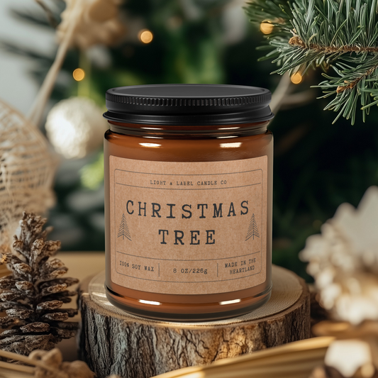 Christmas Tree Scented Candle | Holiday Candle Non Toxic Soy Wax Candle | Housewarming Gift