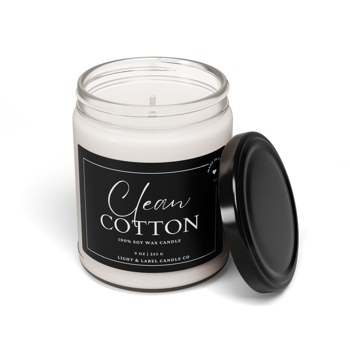 Clean Cotton Soy Wax Candle| Candle Gift in Jar| Soy Natural Non Toxic Hand-Poured Soy Wax Candle | Classic