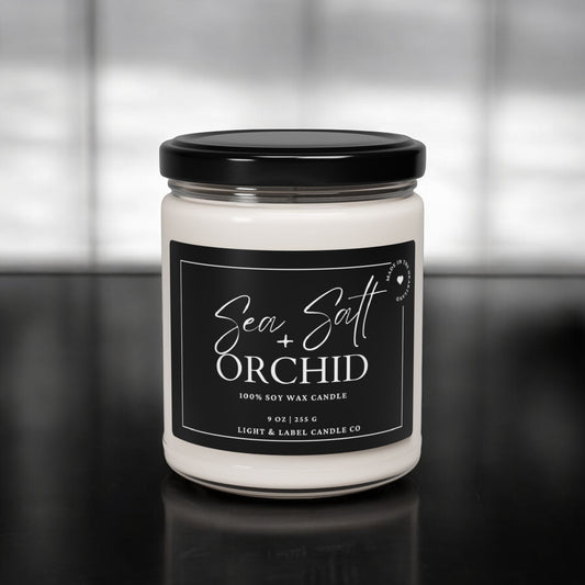 Sea Salt & Orchid Soy Wax Candle| Candle Gift in Jar| Soy Natural Non Toxic Hand-Poured Soy Wax Candle | Classic
