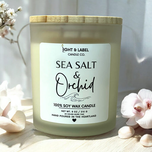 Sea Salt & Orchid Soy Wax Candle| Relaxation Gift | Natural Non Toxic Hand-Poured Soy Wax Candle | Gift for Her | Signature Collection